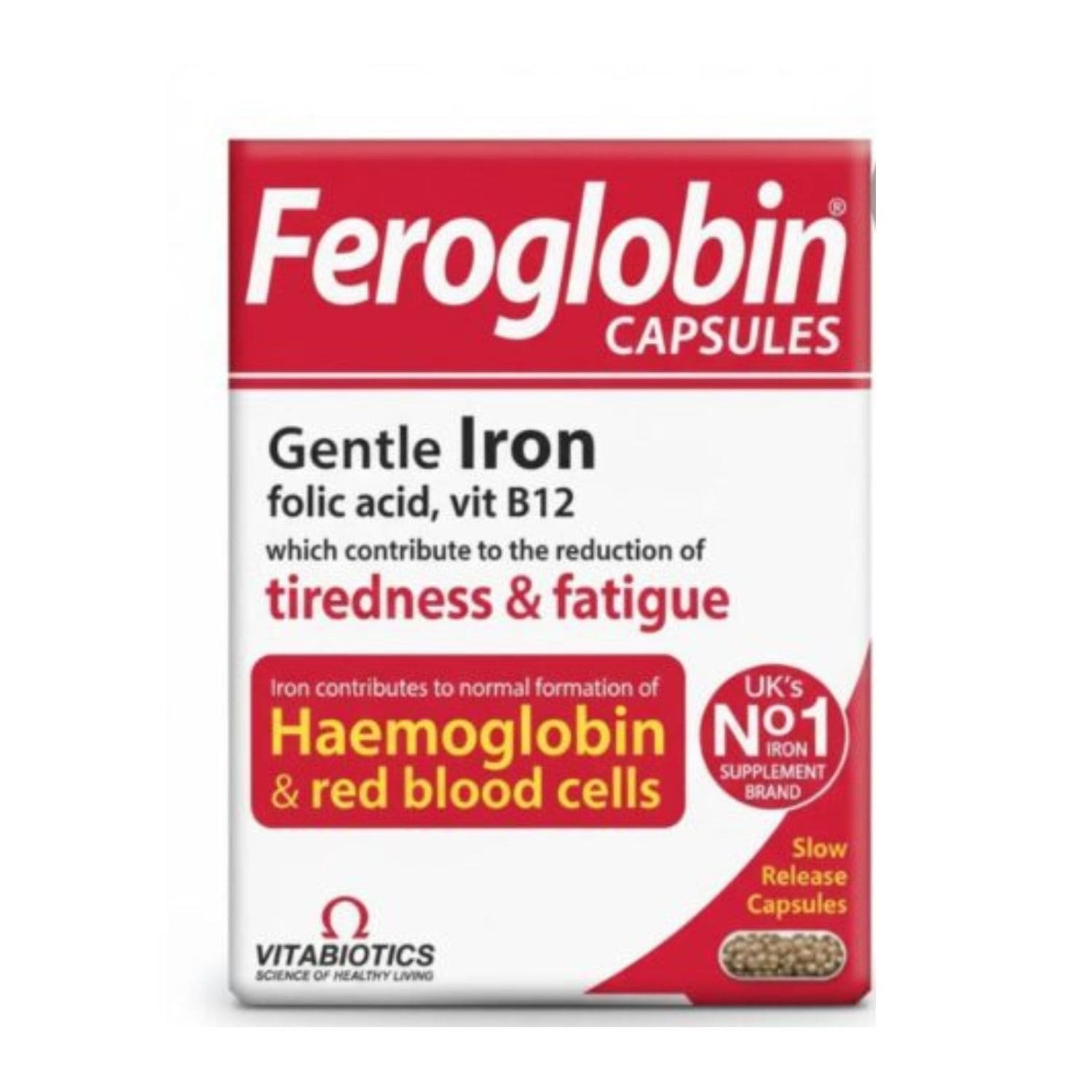 Front packaging of Vitabiotics Feroglobin Original 30 capsules,