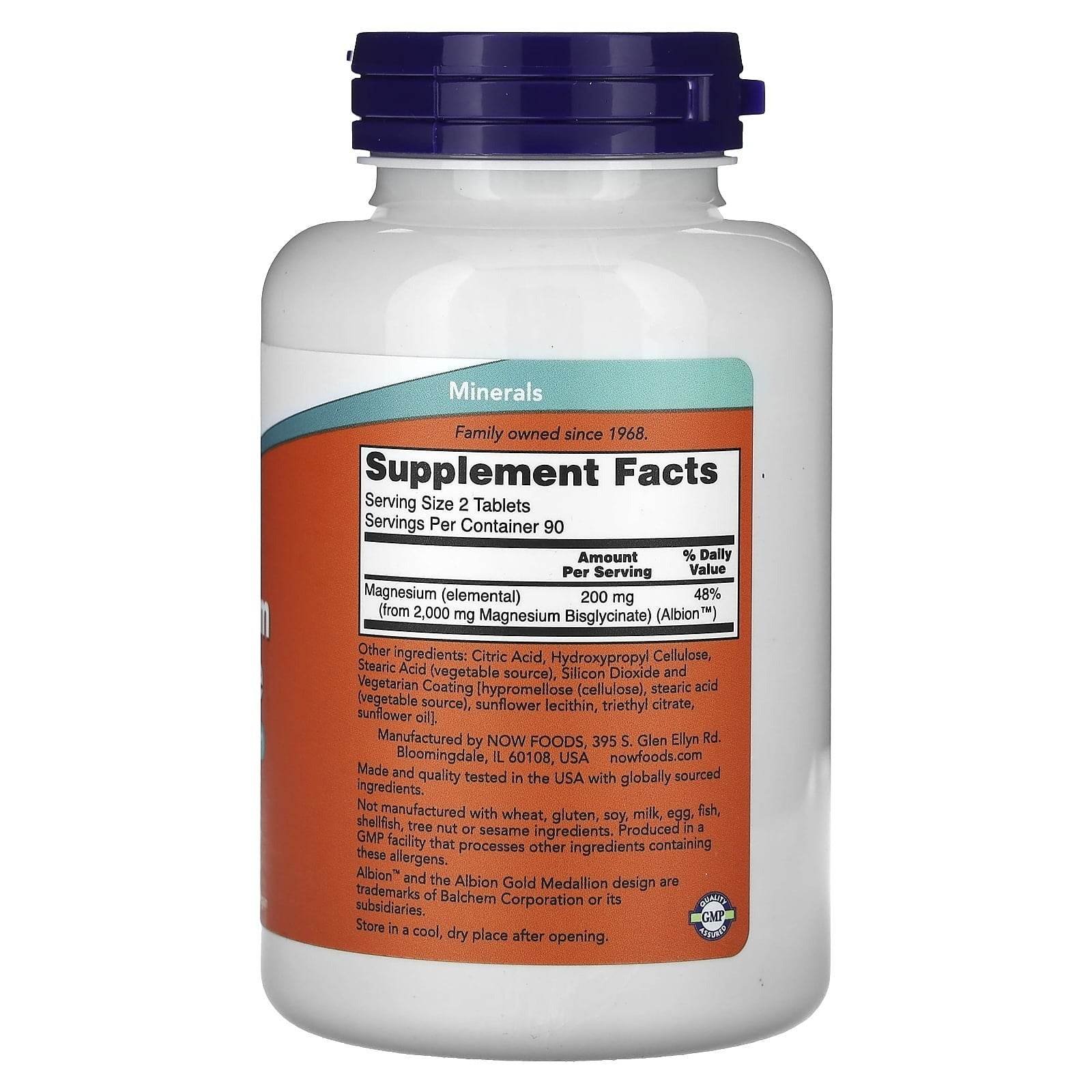 NOW Magnesium Glycinate 180 Tablets - Image 2