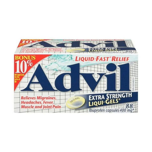 Advil Liquid Gels 400 mg Extra Strength 88 Capsules - Vitamins House