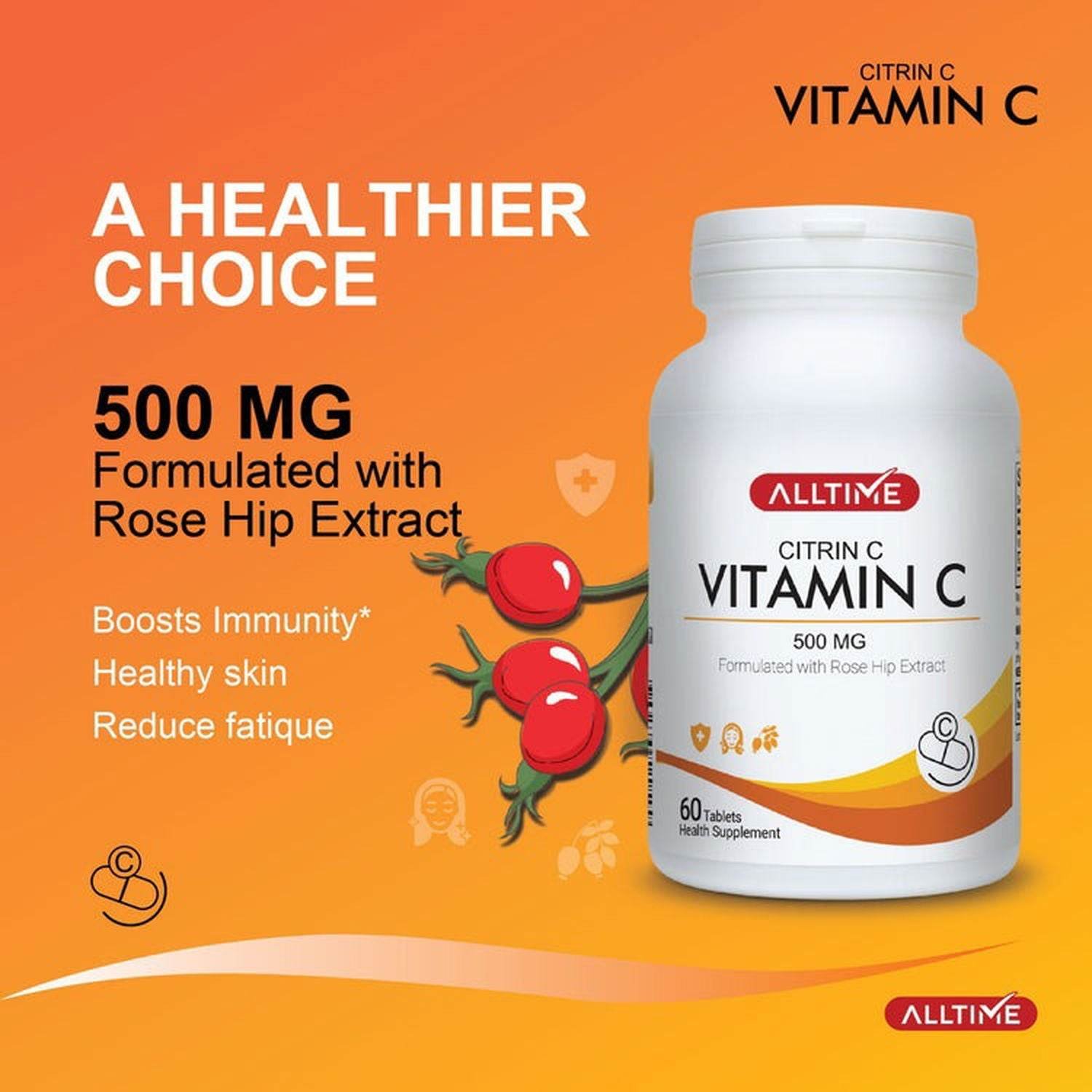 Alltime Citrin C (Vitamin C 500mg with Rose Hip Extract), 60 Ct - Vitamins House