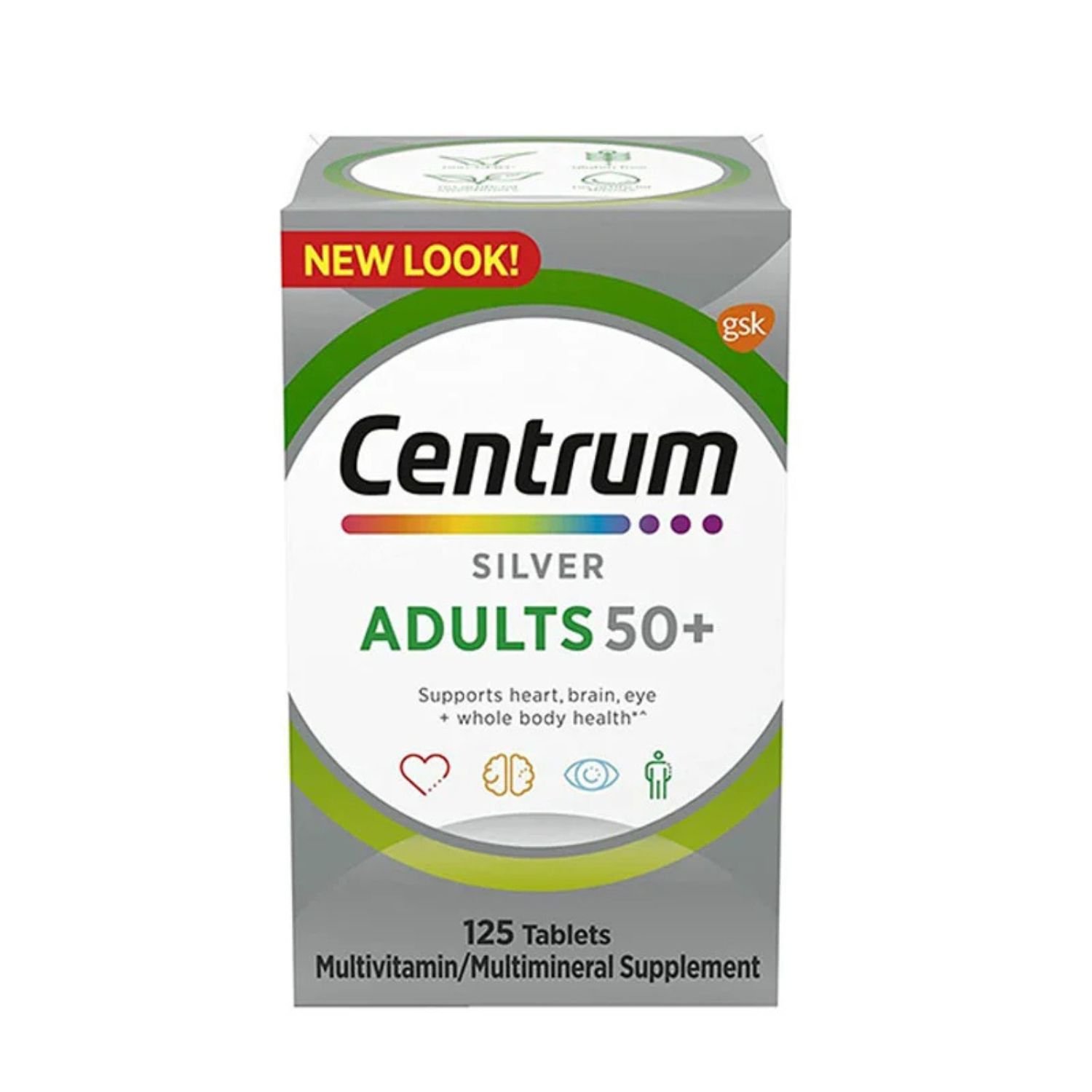 Centrum Silver Multivitamin for Adults 50 Plus, showing the silver label