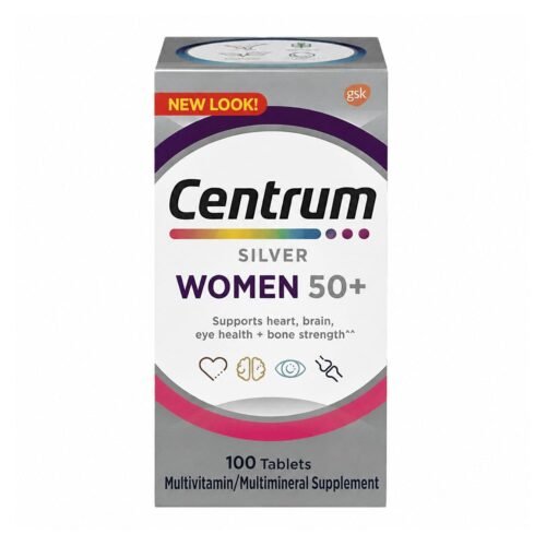 Centrum Silver Women 50 Plus 100 Tablets bottle with premium packaging
