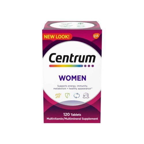 Centrum Women Multivitamin 120 Tablets bottle with premium packaging, specialized for women's daily nutritional support.