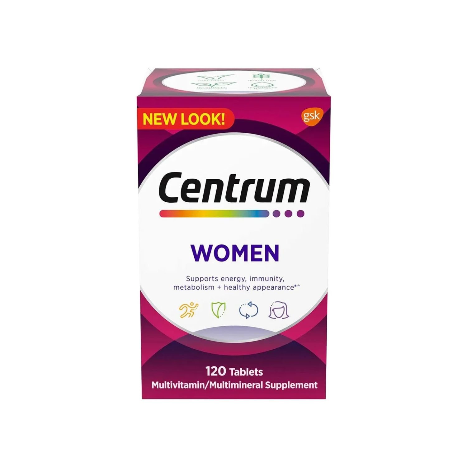 Centrum Women Multivitamin 120 Tablets bottle with premium packaging, specialized for women's daily nutritional support.