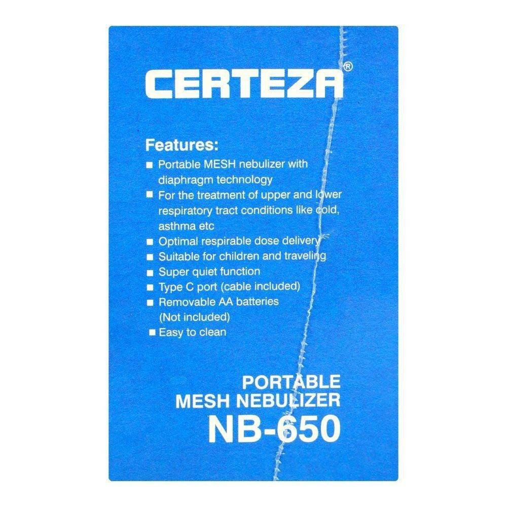 Certeza Portable Mesh Nebulizer NB-650 - Vitamins House