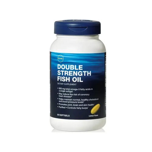 GNC Double Strength Fish Oil 90Ct Front Side Image Vitamins House
