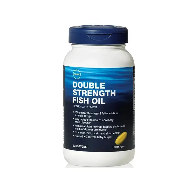 GNC Double Strength Fish Oil 90Ct Front Side Image Vitamins House