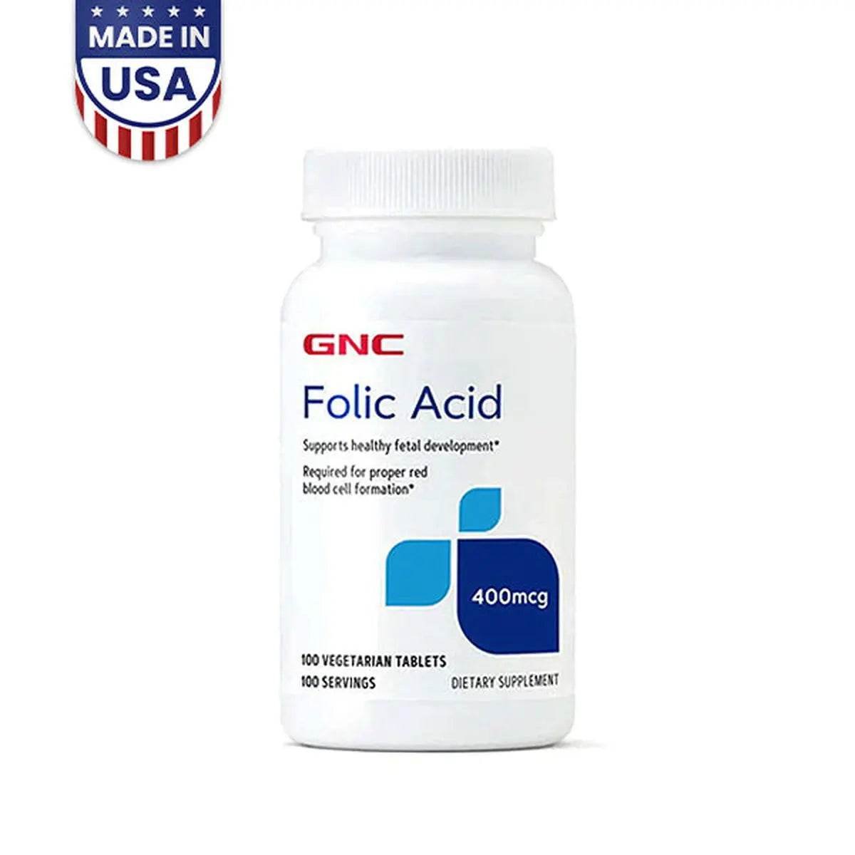 GNC Folic Acid 400mcg (100 Tablets) - Vitamins House