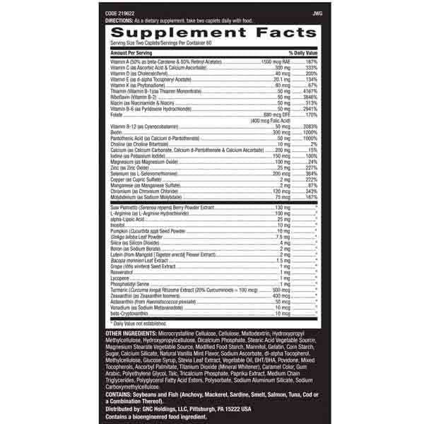 GNC Mega Men 50 Plus Supplement Facts – Complete Nutrient Breakdown – Multivitamin for Men Aged 50+ in Pakistan