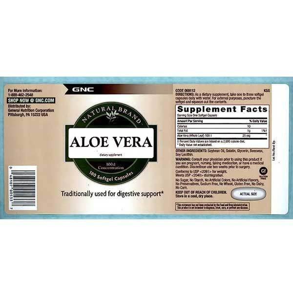 GNC Natural Brand Aloe Vera 90 Softgel - Vitamins House