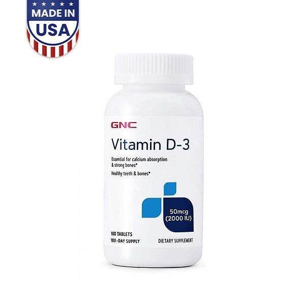 GNC Vitamin D-3 50mcg 2000IU, 180 Tablets - Vitamins House