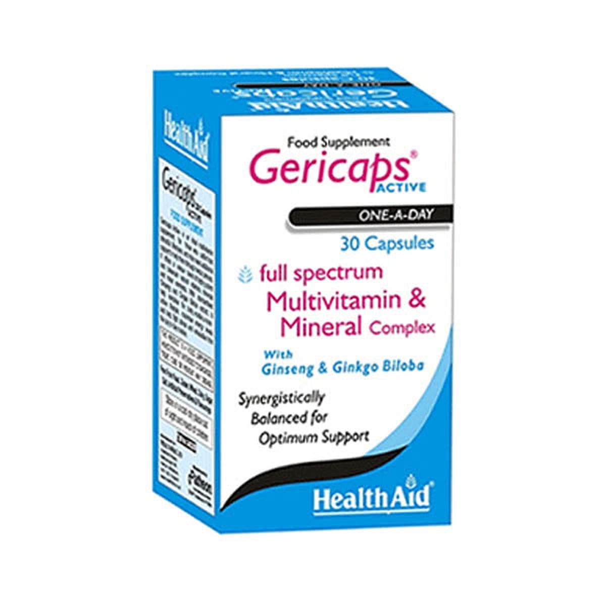 HealthAid Gericaps Active (with Ginseng + Ginkgo Biloba), 30 Ct - Vitamins House