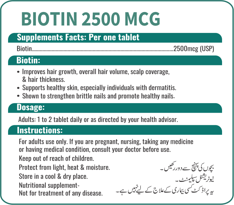 NHC Biotin 2500 MCG - Vitamins House