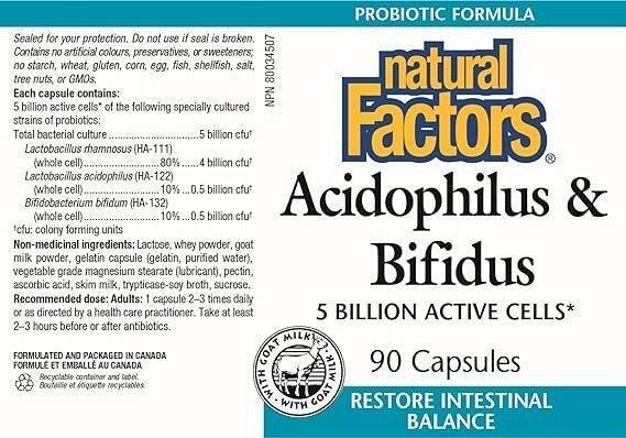 Natural Factors Acidophilus & Bifidus (Probiotic) 5 Billion Active Cells - Vitamins House