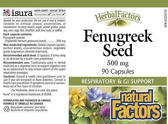 Natural Factors Fenugreek Seed 500 mg, 90 Ct - Vitamins House