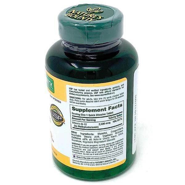 Nature's Bounty B12 Quick Dissolve 2500mcg - Vitamins House
