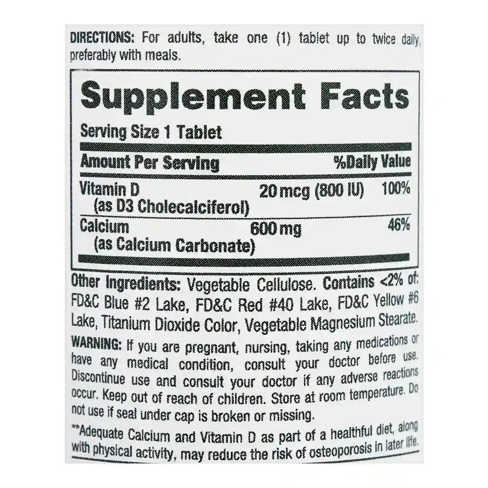 Nature's Bounty Calcium 600 + Vitamin D 60CT