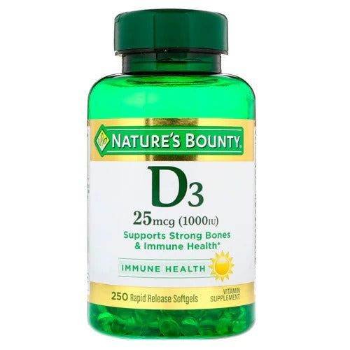 Nature's Bounty Vitamin D3 1000 IU, 250 Ct - Vitamins House