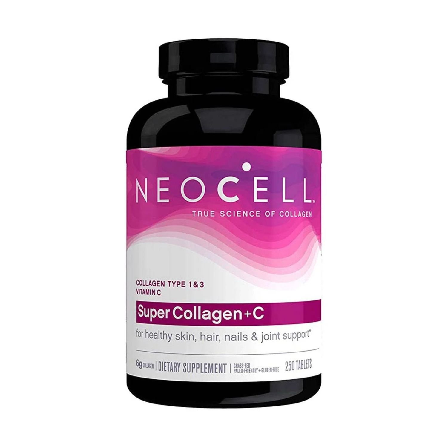 Neocell Super Collagen +C 250 Tablets bottle for hair, skin, nails, and joint