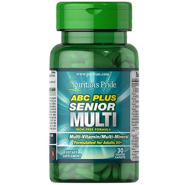 Puritan's Pride ABC Plus Senior Multivitamin Multi-Mineral Iron Free Formula for 50+, 30 Ct - Vitamins House