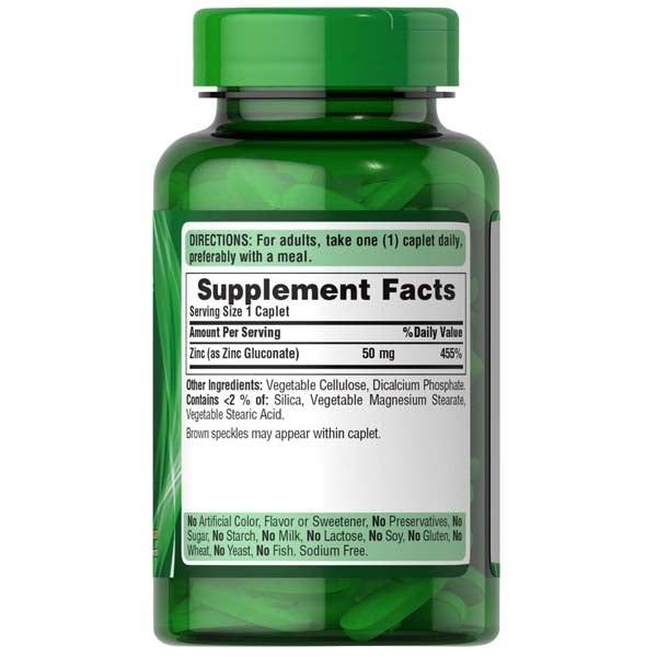 Puritan's Pride Chelated Zinc 50mg 250ct - Vitamins House