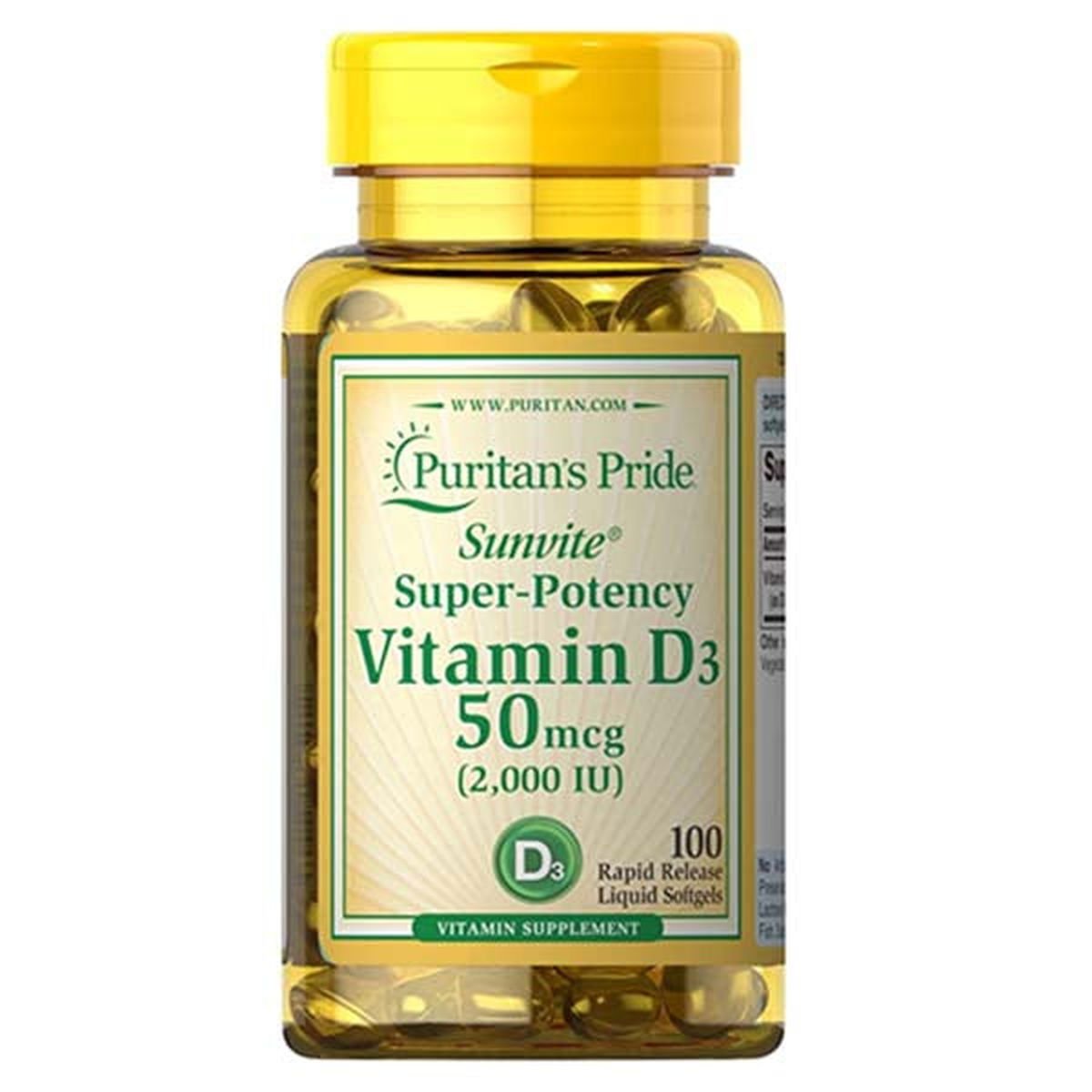 Puritan's Pride Vitamin D3 50 mcg (2000 IU), 100 Ct - Vitamins House