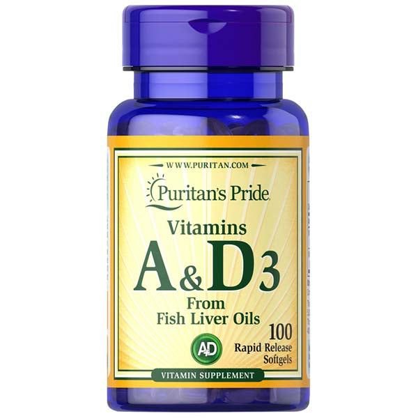 Puritan's Pride Vitamins A & D3, 100 Ct - Vitamins House