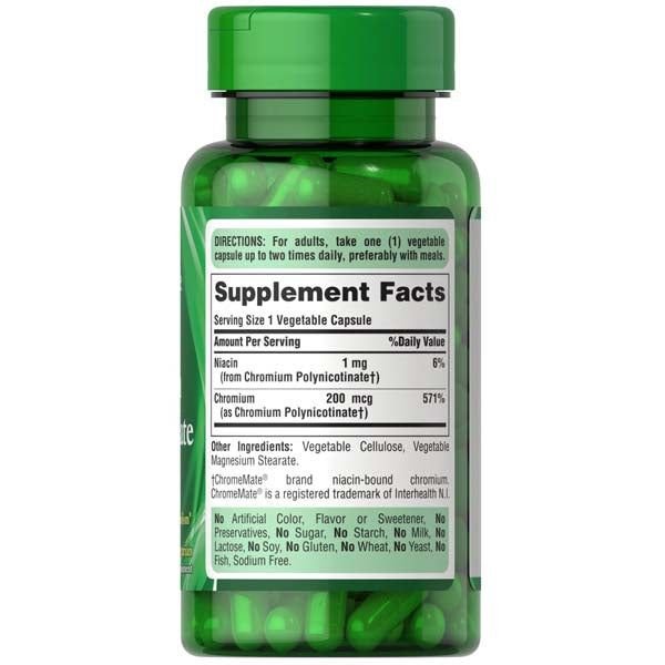 Puritans Pride Yeast Free Chromium Polynicotinate 200mcg 100 Tablets - Vitamins House