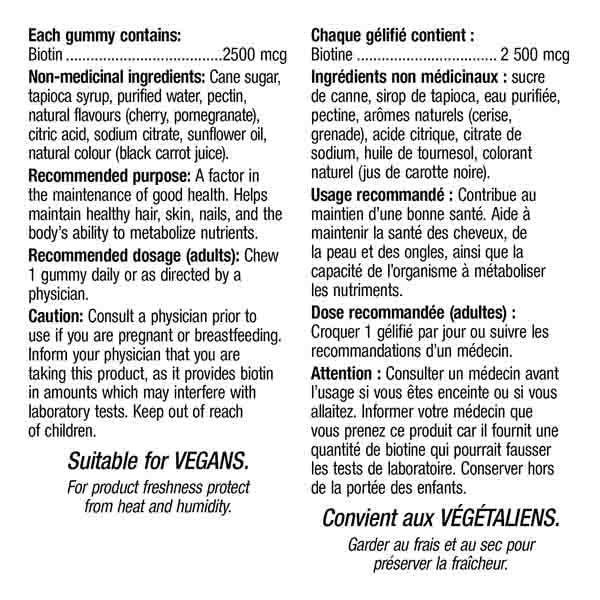 Webber Naturals Biotin Gummies 2500 mcg, 60 Ct - Vitamins House