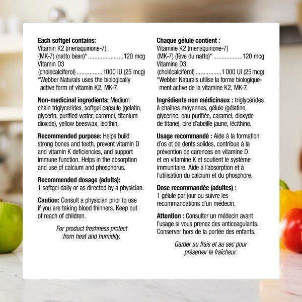 Webber Naturals Vitamin K2 + D3, 30 Ct - Vitamins House