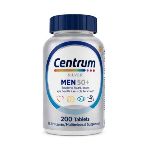 Centrum Silver Men 50 Plus multivitamin and multimineral supplement bottle with 200 tablets,