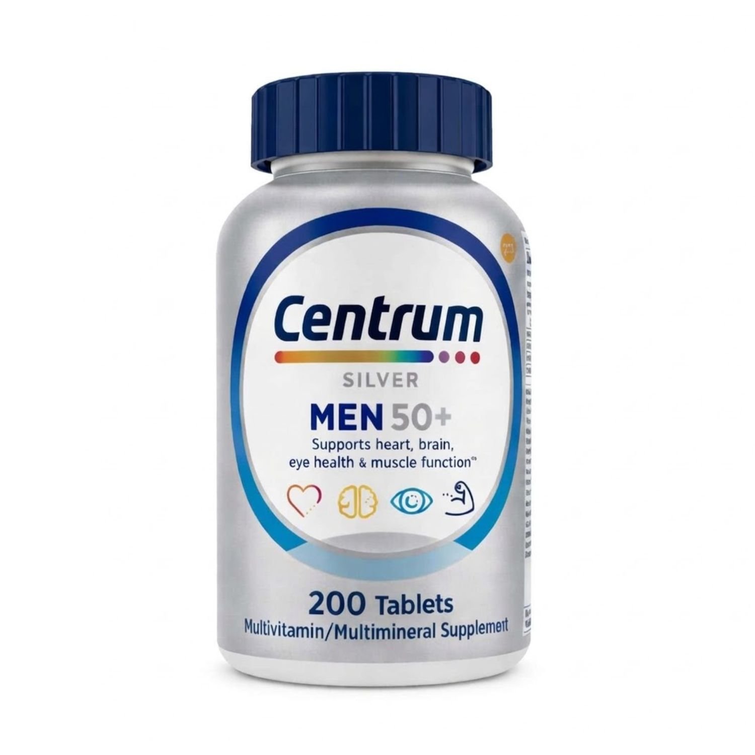 Centrum Silver Men 50 Plus multivitamin and multimineral supplement bottle with 200 tablets,