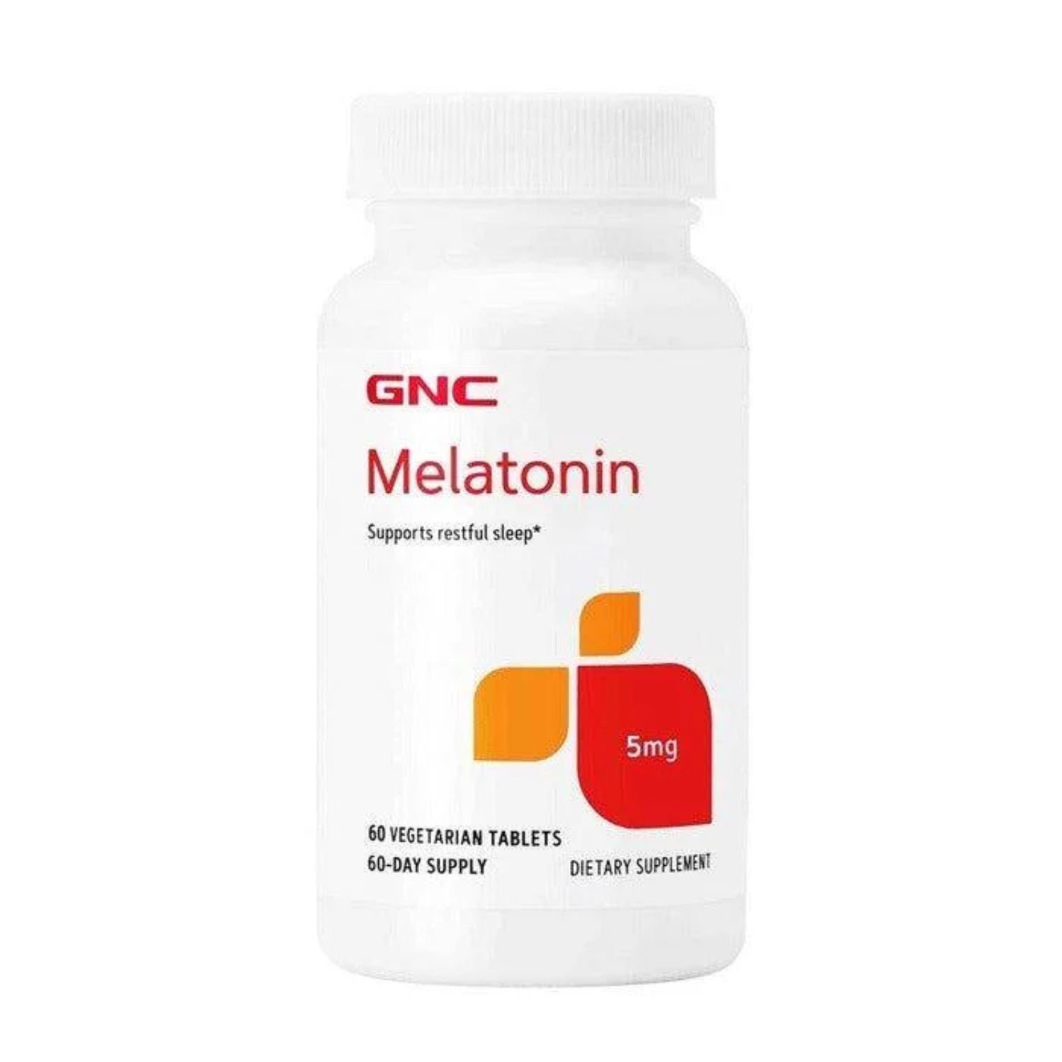 GNC Melatonin 5mg 60 tablets front bottle packaging showing extra strength