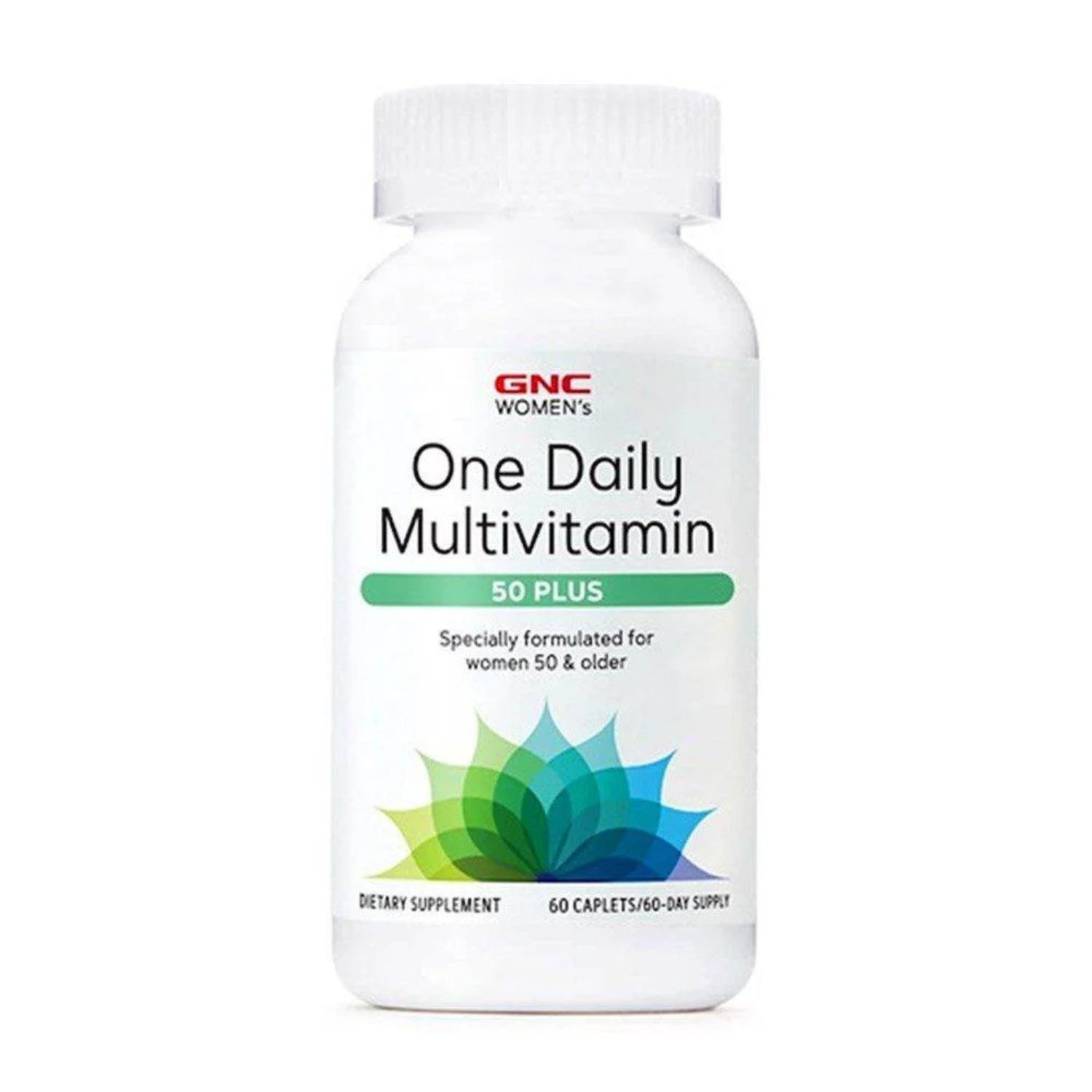 Front view of GNC Women's One Daily Multivitamin 50+ dietary supplement bottle