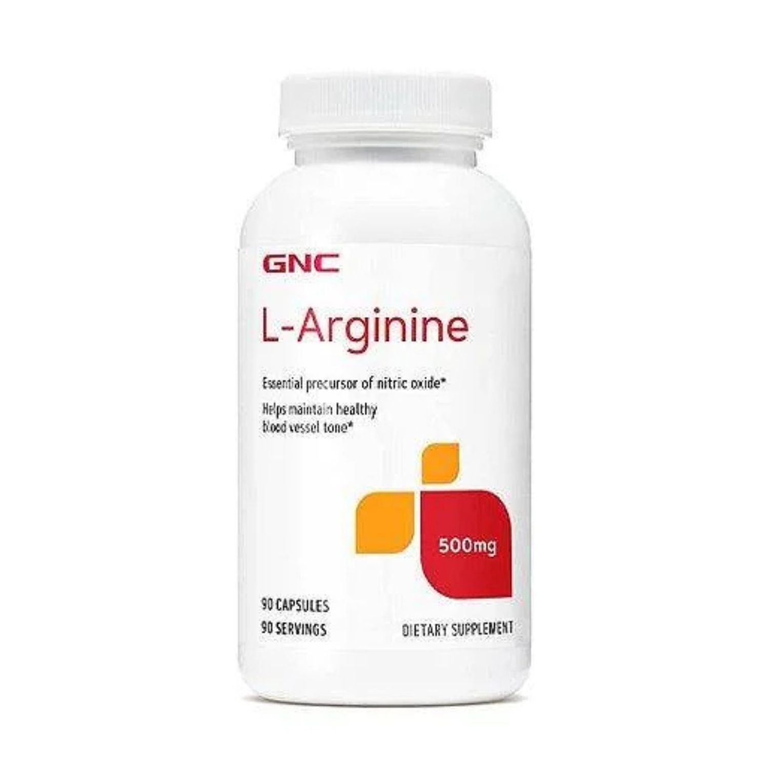 GNC L-Arginine 500mg 90 Capsules front bottle view health supplement Pakistan