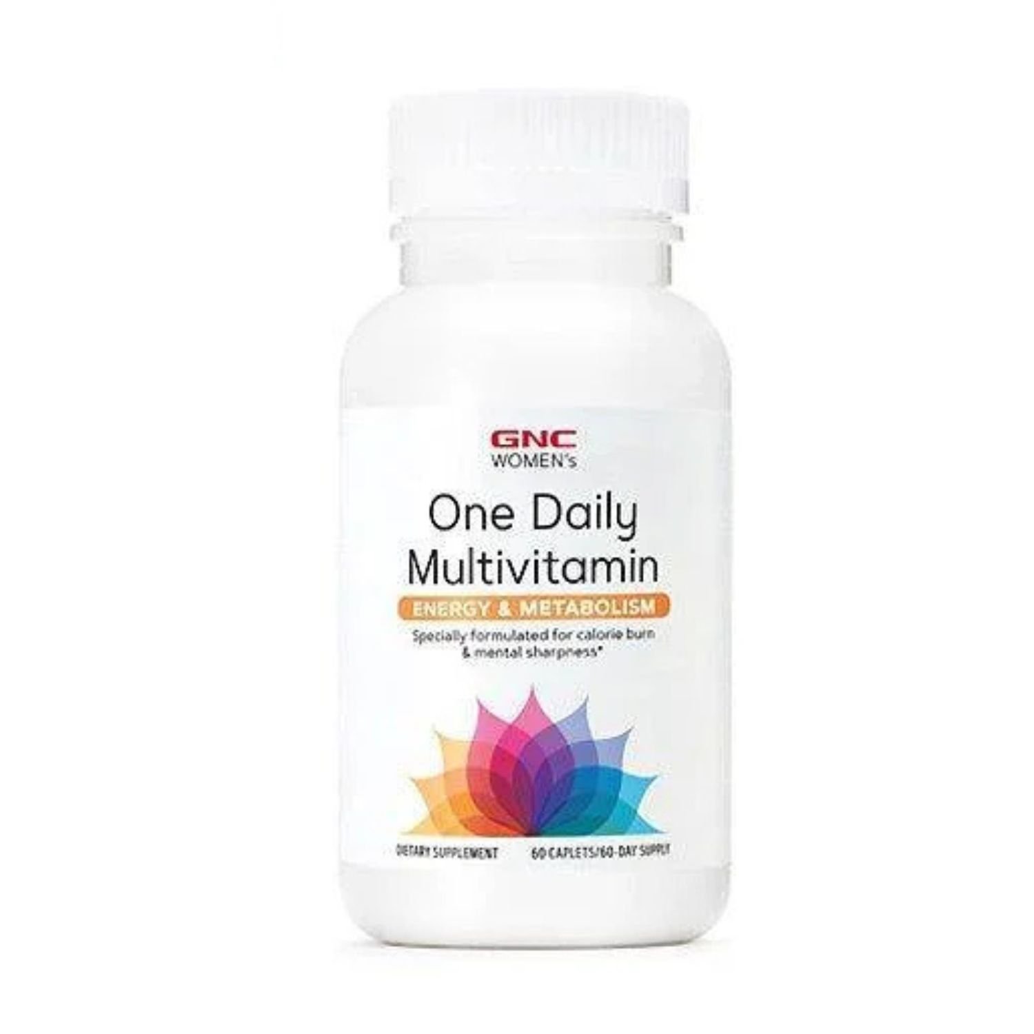 Front view of GNC Women's One Daily Multivitamin 60 caplets bottle, a daily dietary supplement