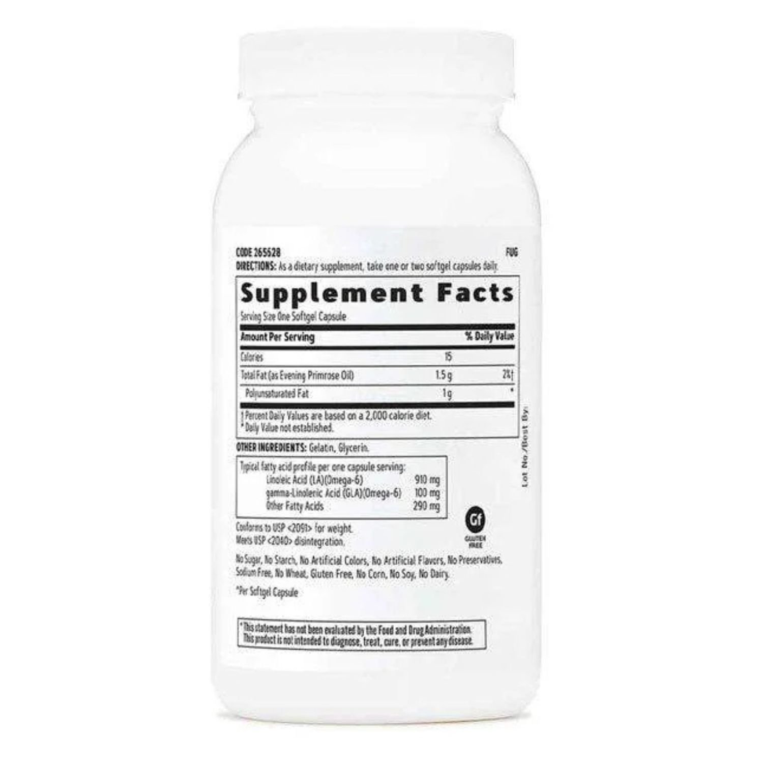 GNC Women's Evening Primrose Oil 1300mg 90 softgels ingredients and supplement facts label