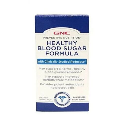 Front view of GNC Healthy Blood Sugar Formula 60 tablets bottle showing the main supplement label