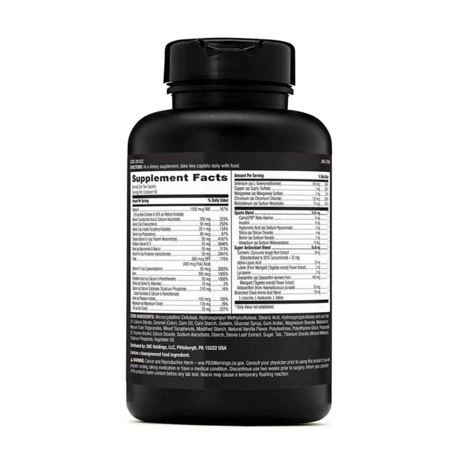 GNC Mega Men Sport One Daily 60 Count supplement facts label