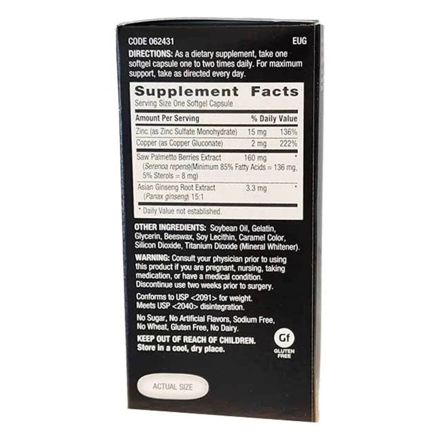 GNC Mens Ultra Saw Palmetto Formula 120 Count supplement facts label