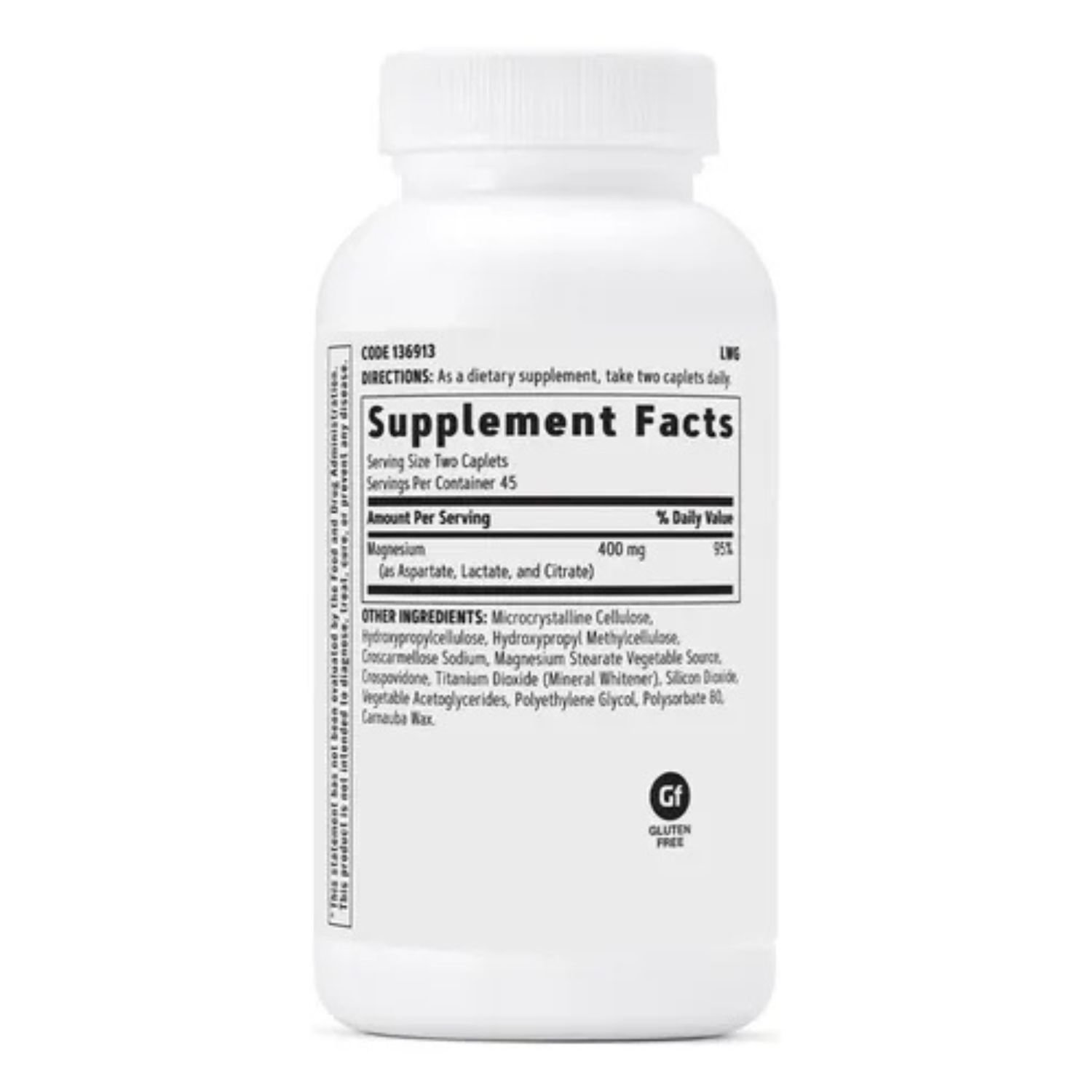 GNC Super Magnesium 400mg 90 caplets ingredient label showing detailed