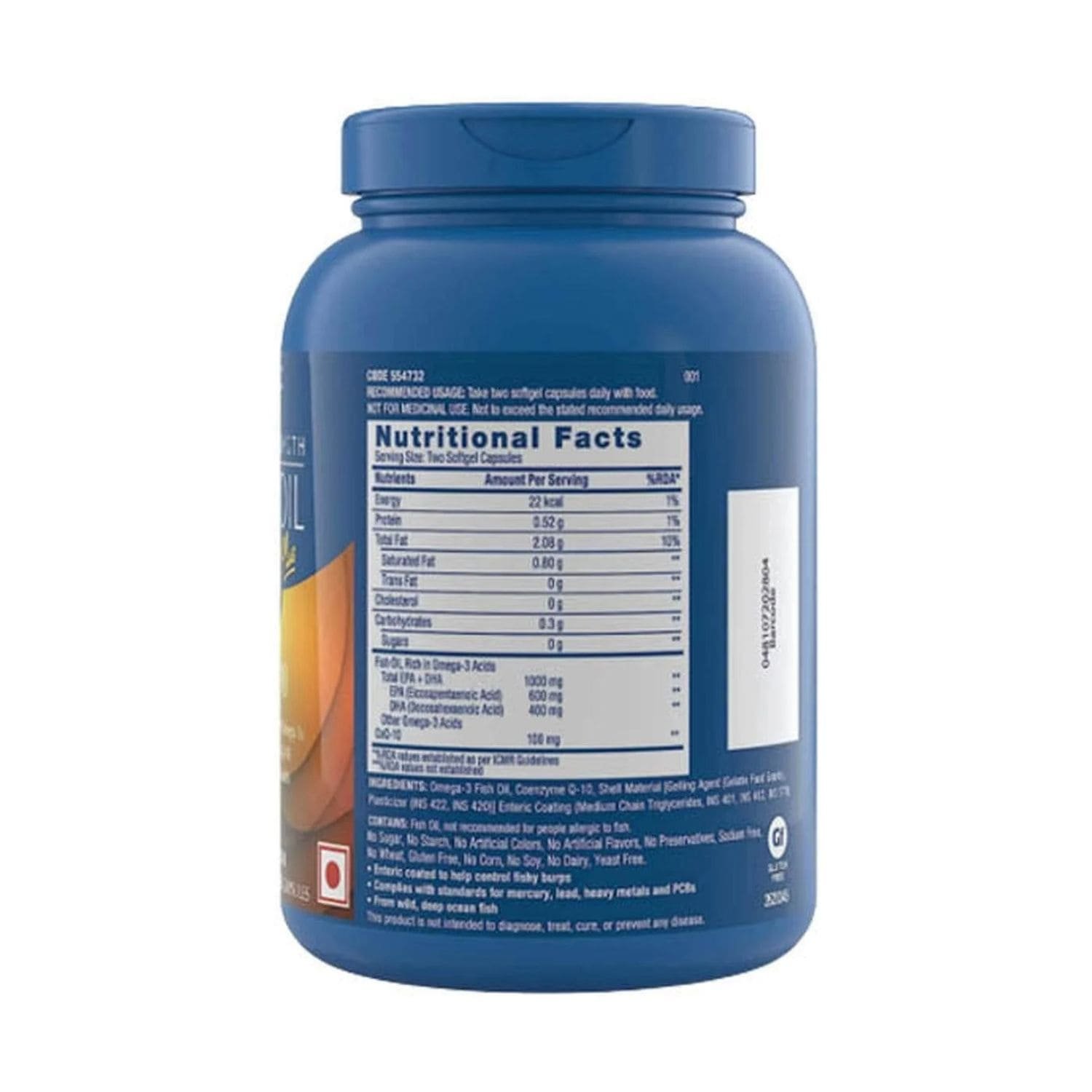GNC Triple Strength Fish Oil Plus CoQ10 60 softgels ingredient label