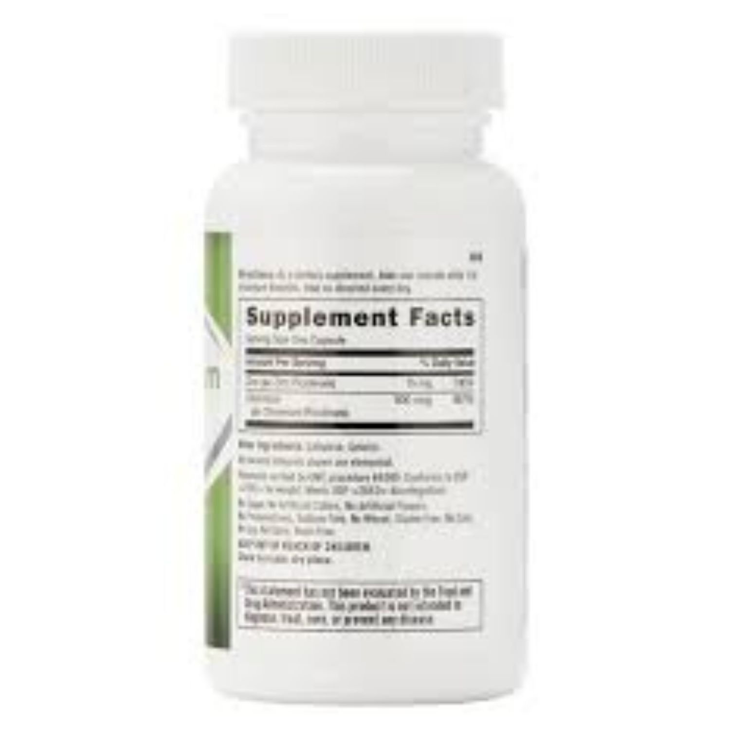 GNC Ultra Chromium Picolinate 800mcg 60 capsules ingredient label