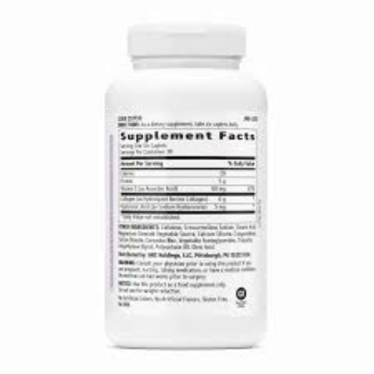 Supplement facts and ingredients label image of GNC Womens Collagen 180 Caplets