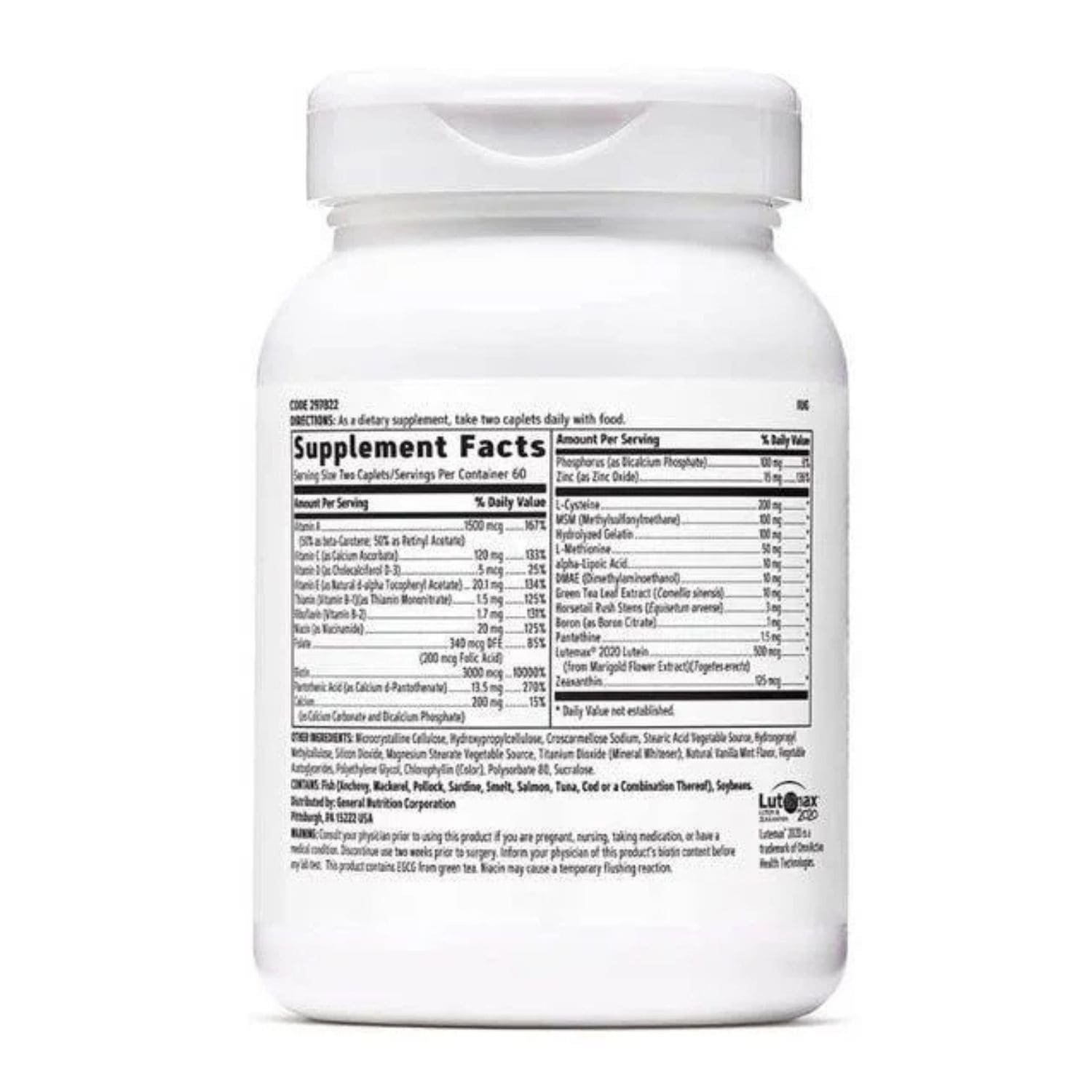 GNC Womens Hair Skin and Nails Beauty Basics 120 Tablets Supplement Facts