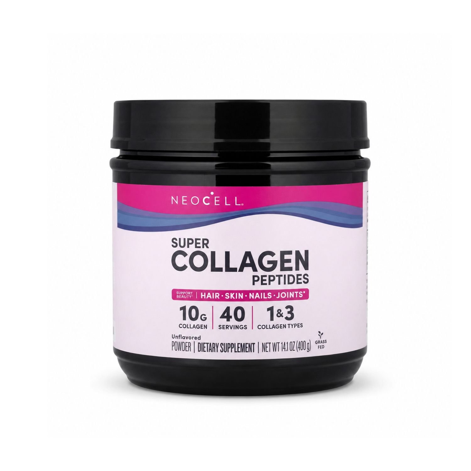 Container of Neocell Super Collagen Peptides unflavored powder, 14 oz size