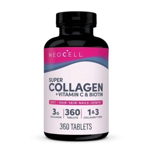 Front view of Neocell Super Collagen + Vitamin C & Biotin bottle containing 360 tablets