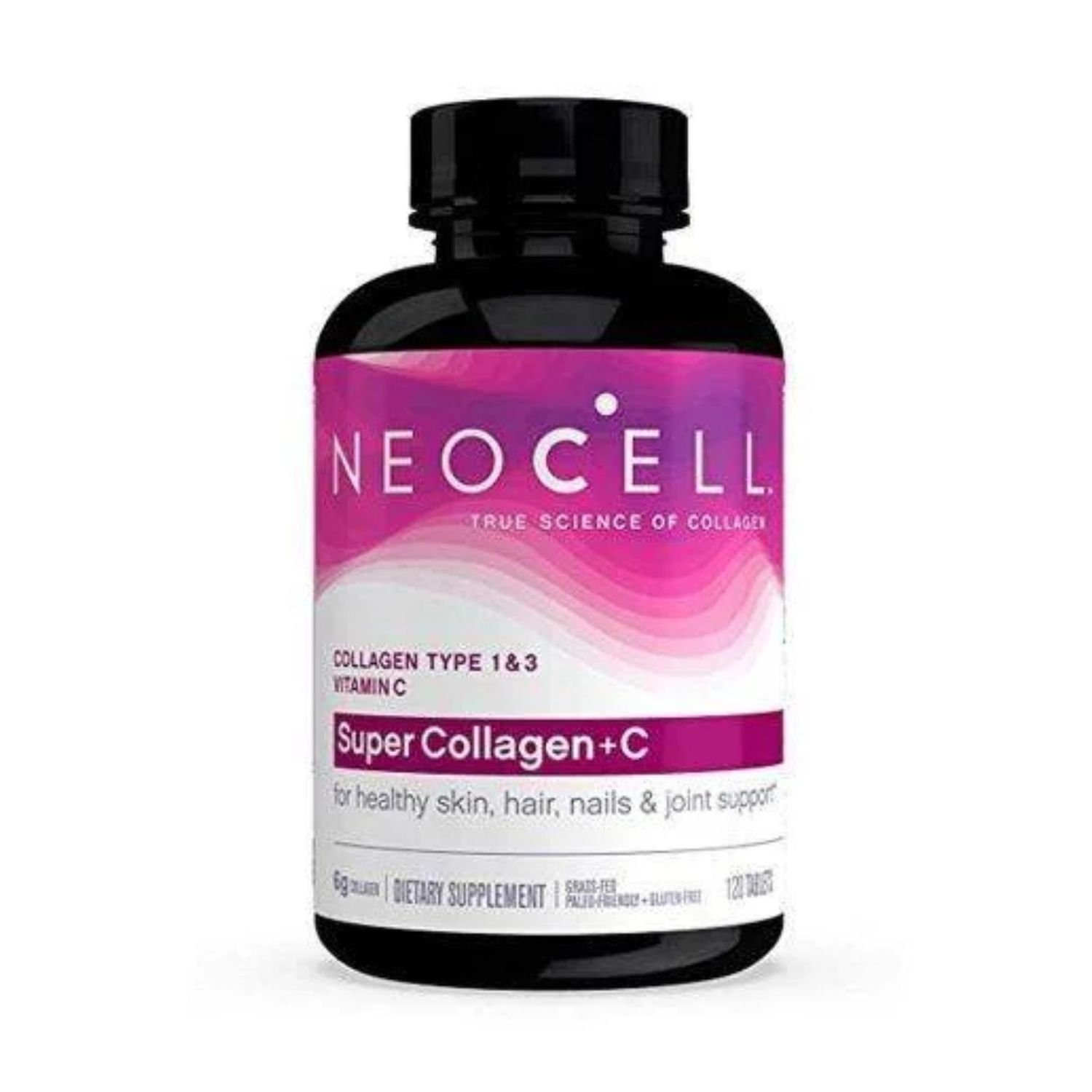 Neocell Super Collagen +C with Vitamin C, 120 tablets bottle for hair, skin, and nail support.