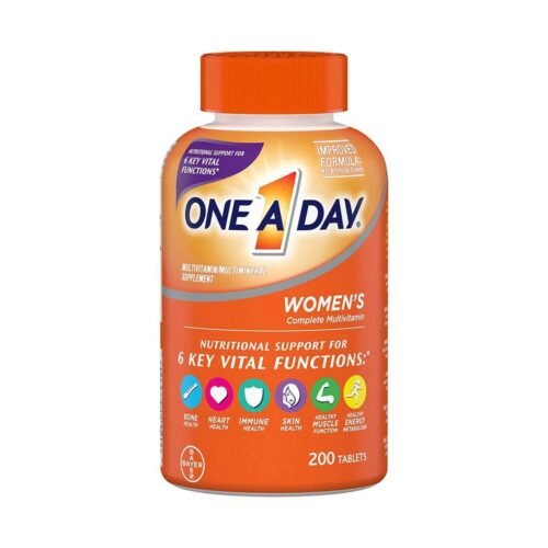 High-quality product shot of One A Day Women’s Complete Multivitamin bottle containing 200 tablets