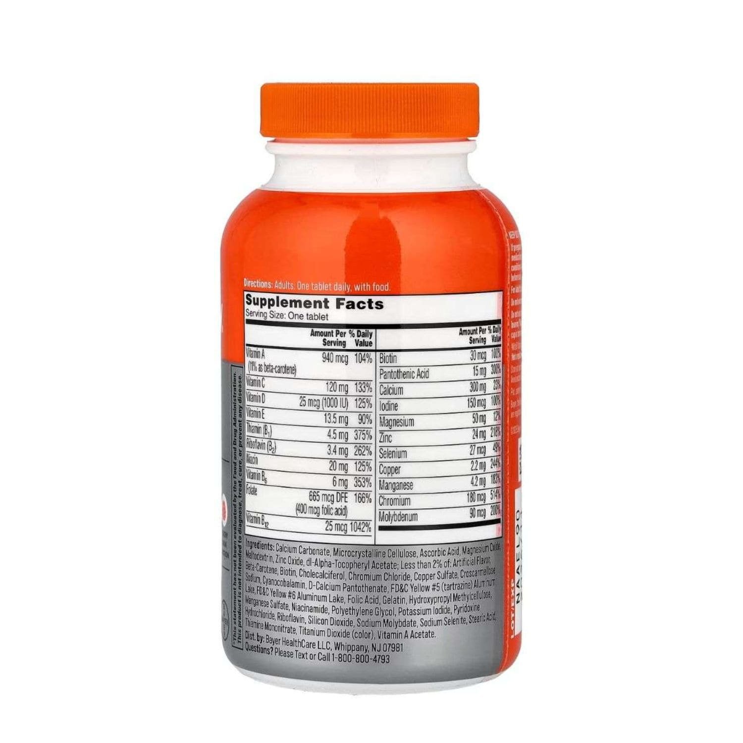 Supplement facts label for One A Day Women’s 50+ Multivitamin 300 tablets showing daily value.